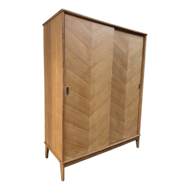 Vintage Wardrobe with Hanging Space and Sliding Doors, 1950s For Sale