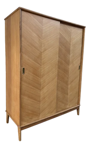 Vintage Wardrobe with Hanging Space and Sliding Doors, 1950s