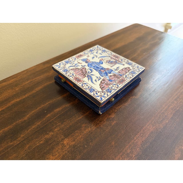 Vintage Delft Tile Matchbox Holder With Hand-Painted Birdcage Scene For Sale In South Bend - Image 6 of 12
