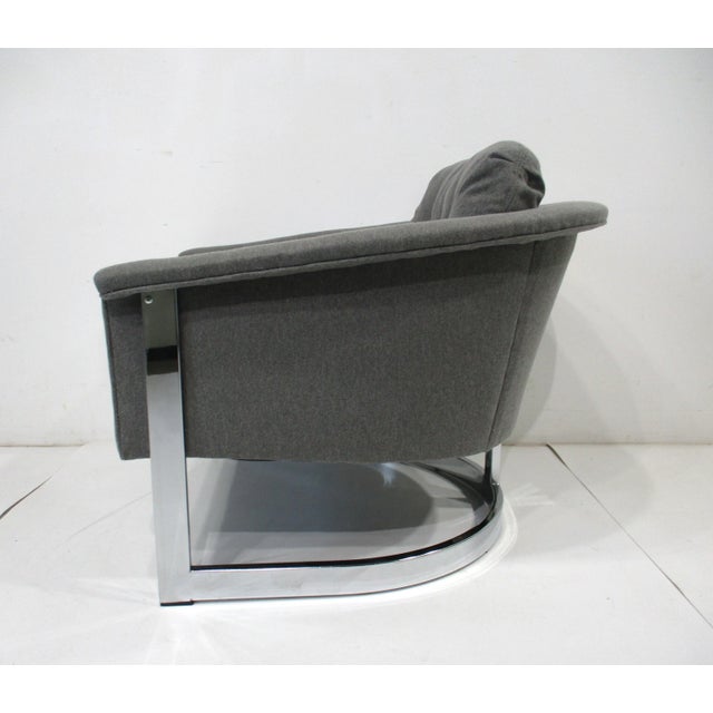 Mid-Century Modern Mid Century Upholstered Chrome Lounge Chairs by Renato Zevi Italy For Sale - Image 3 of 12