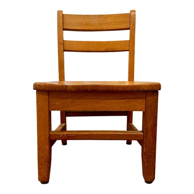 Late 20th Century Child's Wood School Chair For Sale