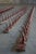 Butcher's cross in red metal. The first bar is 319 cm long, 10 cm high, 5 cm deep. The second bar is 290 cm long, 9 cm...