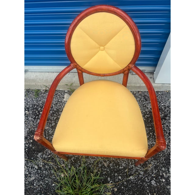 Yellow Vintage McGuire San Francisco Rattan Target Back Arm Chair For Sale - Image 8 of 11