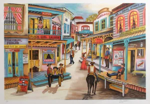 Ari Gradus, "Out West," Lithograph