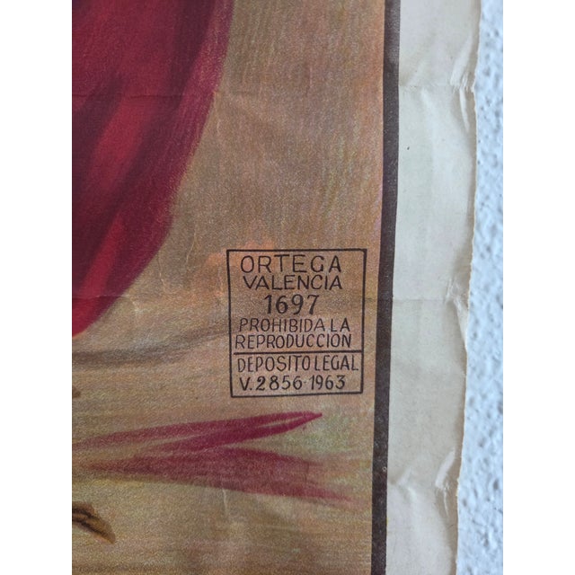 Printmaking Materials Mid-Century Spanish Realism Authentic Bullfighting Event Poster For Sale - Image 7 of 14