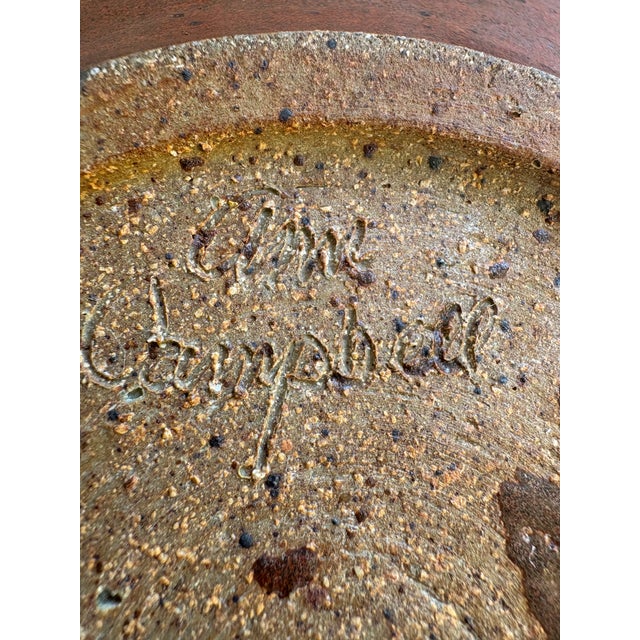 Burnt Umber 1970s Signed Ann Campbell Studio Pottery Bowl – Organic Earth Tone Glaze For Sale - Image 8 of 10