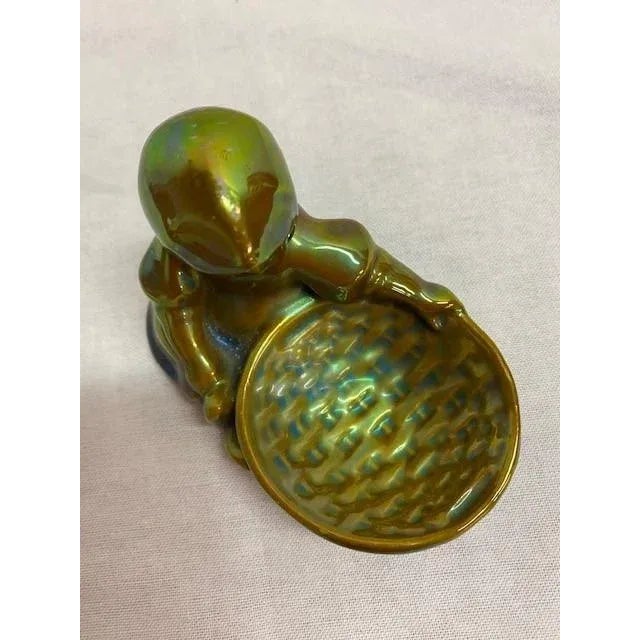 1930s Vintage Zsolnay Eosin Ceramic Figurine For Sale - Image 5 of 7