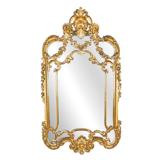 Antique English Giltwood Overmantel Mirror, 1800s For Sale