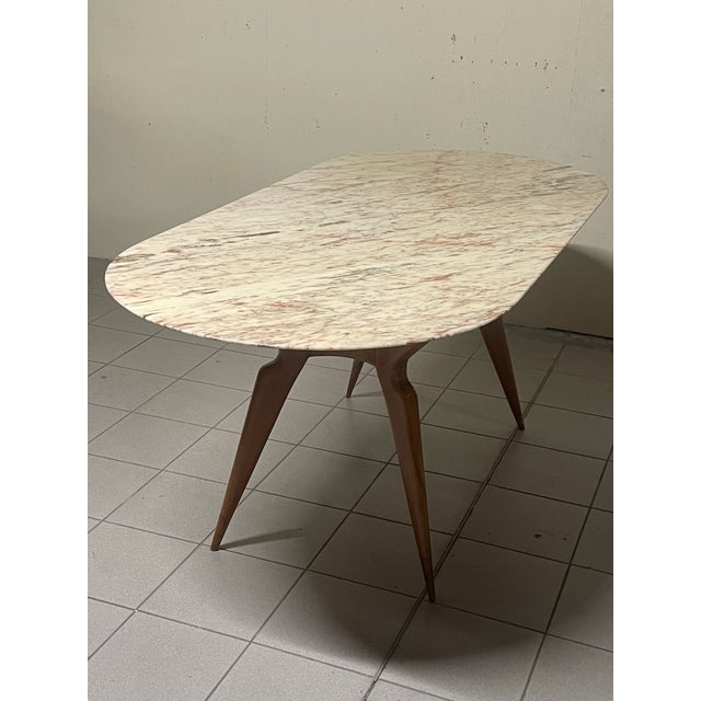 Table with Wooden Leg and Marble Top, 1950s For Sale - Image 9 of 18