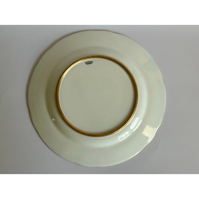 Antique Cauldon England Hand Painted Floral Raised Gold Porcelain Cabinet Plate For Sale - Image 11 of 12