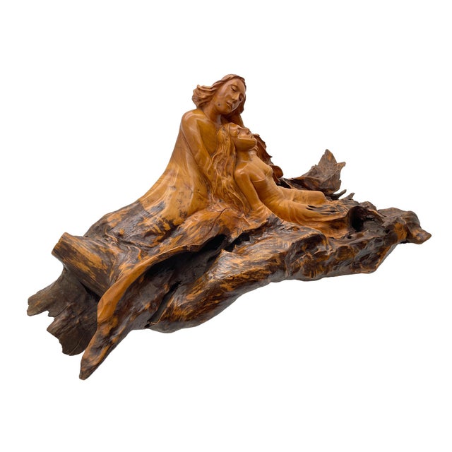 Large Carved Mahogany Sculpture of Two Reclining Women, Circa 1970s For Sale - Image 4 of 18