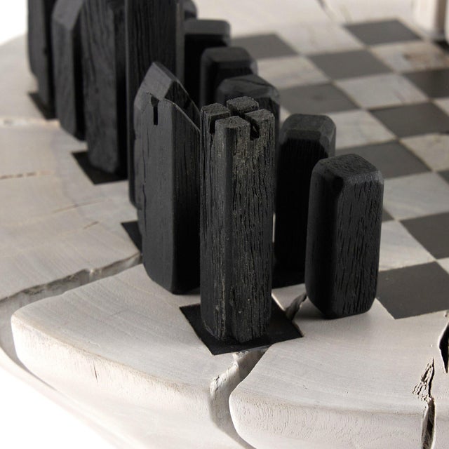 Metal Four Hands Modern Chess Set - Aged Metal, White Base For Sale - Image 7 of 10