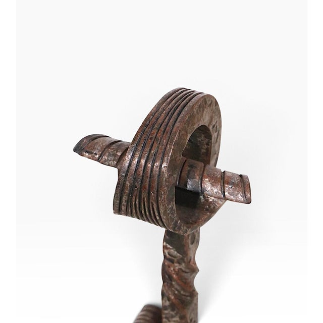 Early 20th Century Pair of Hand Forged Arts and Crafts Iron Andirons For Sale In New York - Image 6 of 7