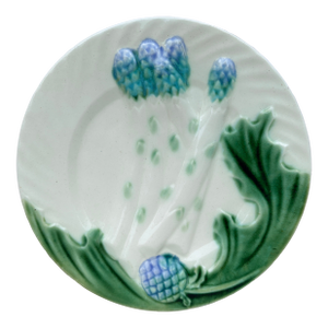 19th Century French Majolica Asparagus Plate Salins