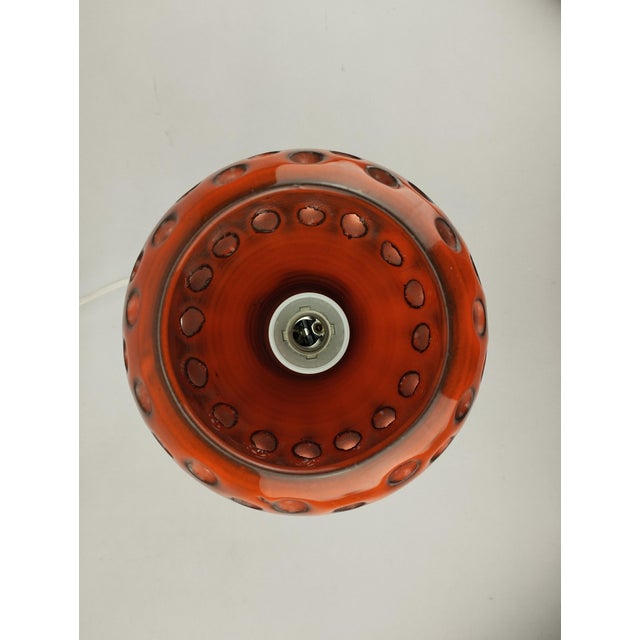 Orange Small Ceramic Table Lamp by Johan Ove Brandels, Sweden, 1970s For Sale - Image 8 of 11
