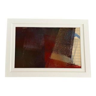 “Patch of Blue” Matted Original Abstract Acrylic on Vintage Grid Paper by Nancy Smith For Sale