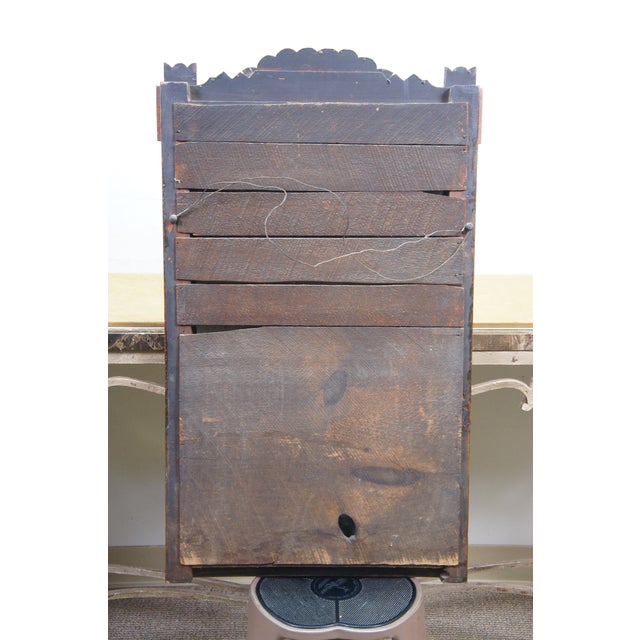 Antique Victorian Eastlake Walnut Hanging Mirror With Carved Scalloped Pediment For Sale - Image 11 of 12