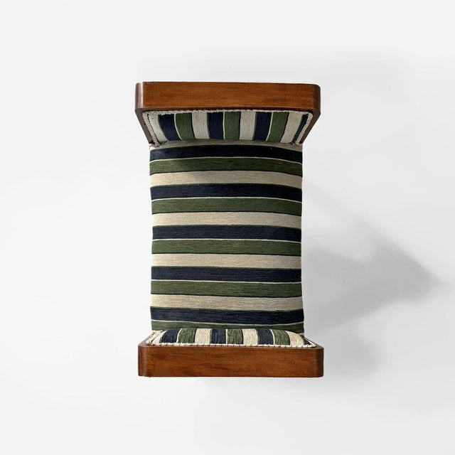 Blue Italian Art Deco Benches in Fabric and Wood, 1930s, Set of 2 For Sale - Image 8 of 18