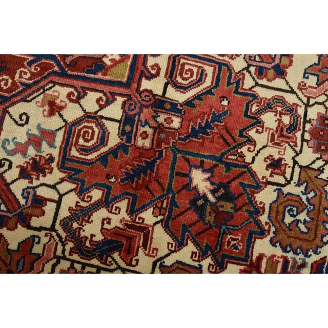Heriz Rug 8’4” X 12′ Red Wool Vintage Tribal Hand-Knotted Oriental Carpet For Sale - Image 4 of 15