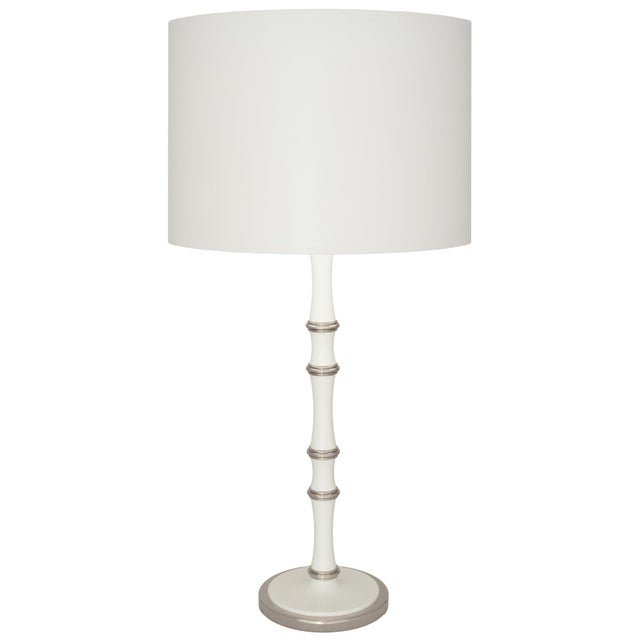 Robert Abbey Matthew Izzo Home Kane Matte Daisy White & Polished Nickel Table Lamp With Hardback Fabric Fondine Shade For Sale - Image 4 of 4