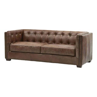 Tuxedo Leather Sofa - Bark Brown For Sale