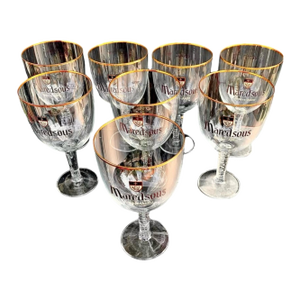 1990s The Maredsous 25 Cl Belgian Beer Glasses- Set of 8