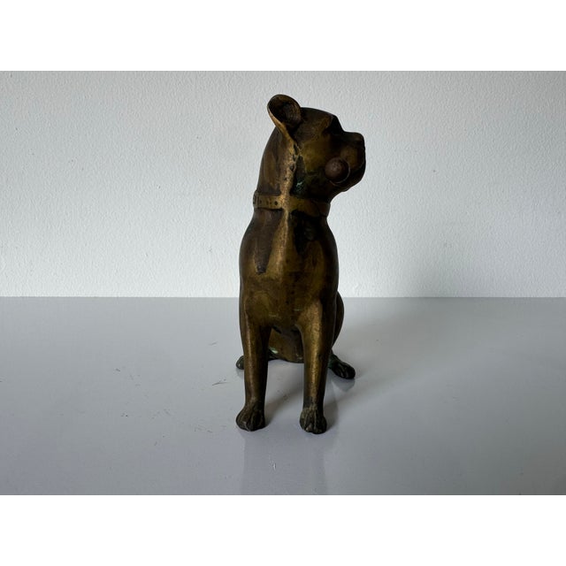Vintage Heavy Brass Bulldog / Mastiff Dog Statue – Dog Lover Figurine For Sale - Image 4 of 9