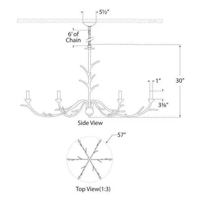 Transitional Julie Neill for Visual Comfort Signature Iberia Large Chandelier in Burnished Silver Leaf For Sale - Image 3 of 3