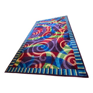 Large Abstract Wool Rug for Hilton Hotel, 1980s For Sale