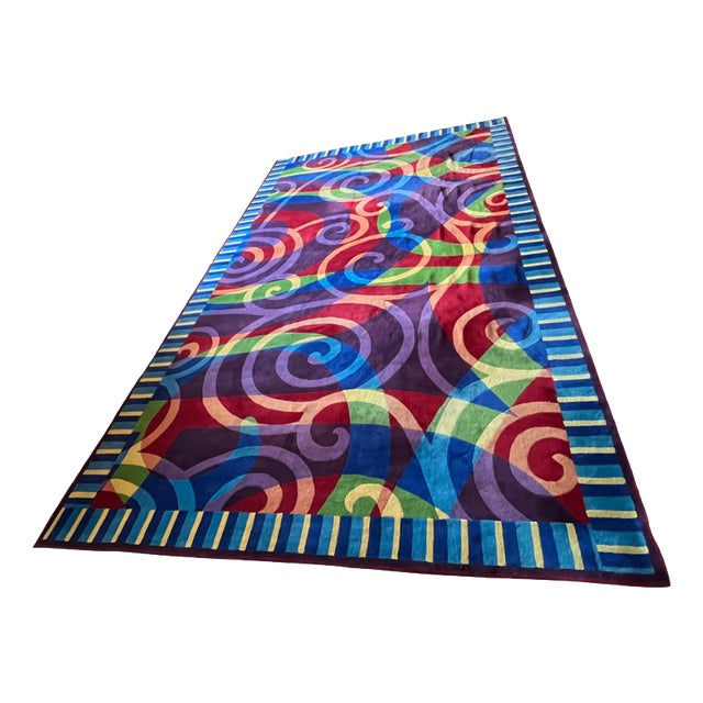 Large Abstract Wool Rug for Hilton Hotel, 1980s For Sale