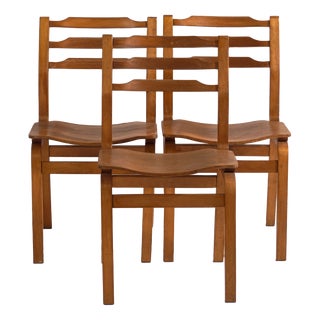 Chairs in Beech and Moulded Plywood, Central Europe, 1960, Set of 3 For Sale