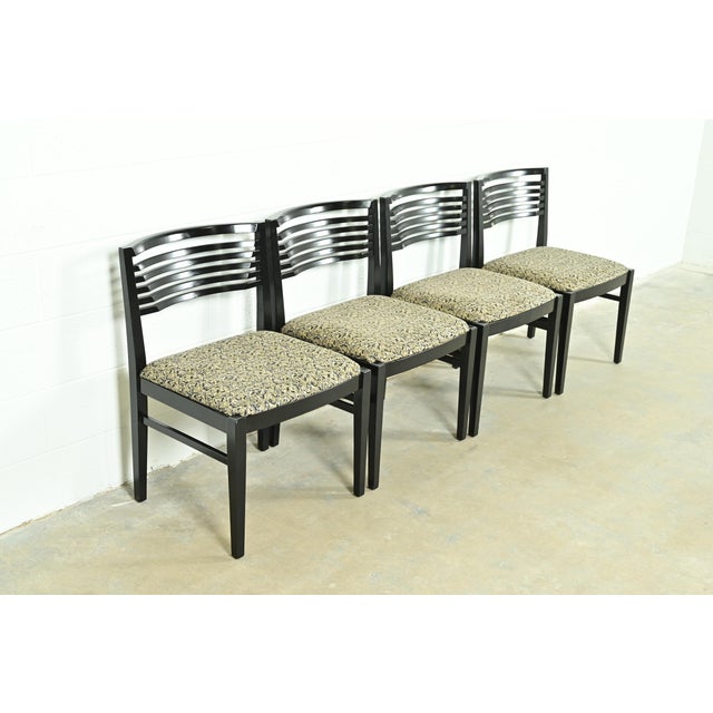 Knoll Knoll Postmodern Black Lacquered Ricchio Dining Chairs, Set of Four For Sale - Image 4 of 13