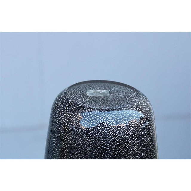 Black Cylindrical Vase in Black with Silver Dust from Seguso, 1980 For Sale - Image 8 of 10