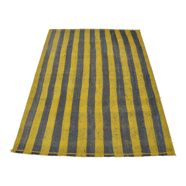 Oushak Neutral Vintage Stripe Kilim Rug For Sale