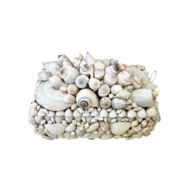 Shell Vintage White Seashell Covered Box Sailor’s Valentine For Sale - Image 7 of 15