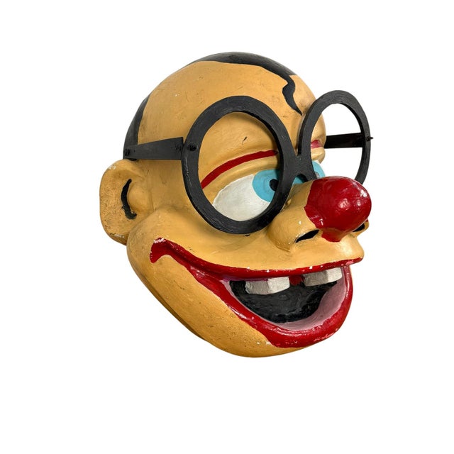 Large Vintage Carnival Clown Mask in Fiberglass, 1990s For Sale - Image 4 of 14