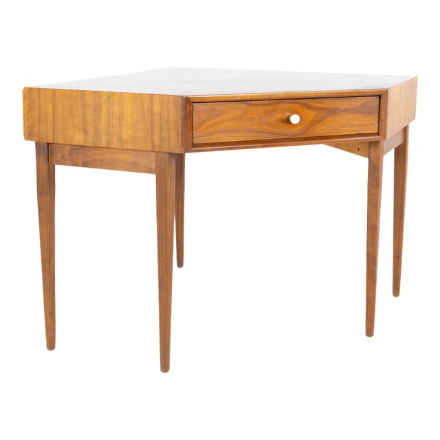 Kipp Stewart for Drexel Declaration Mid Century Walnut Corner Desk For Sale