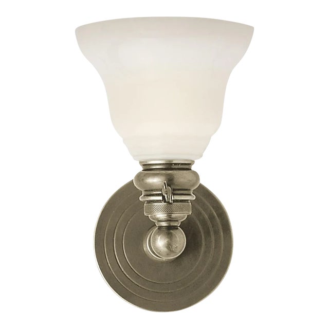 Chapman & Myers for Visual Comfort Signature Boston Functional Single Light in Antique Nickel with White Glass For Sale