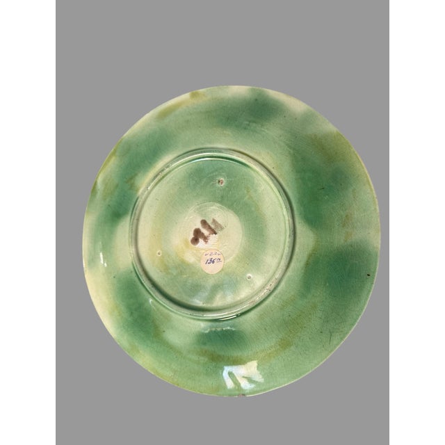 Vintage Majolica Leaf Decorated 8.5" Plate In very good original condition showing some typical age-appropriate wear from...