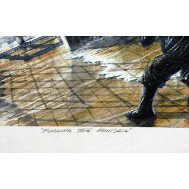 Pete Peterson Furling the Mainsail Hand Signed Limited Edition Artwork Art For Sale - Image 4 of 6
