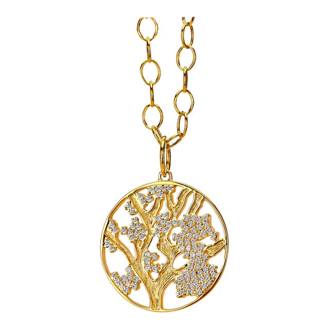 Syna Yellow Gold Pendant with Mother of Pearl and Diamonds For Sale