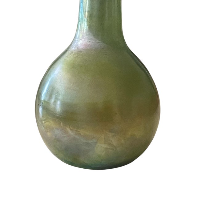 An Extraordinary Sculptural John Barber Iridescent Glass Art Vessel, Signed 1979. Dimensions: 5.5"h × 3.5"w x 3.5"d...