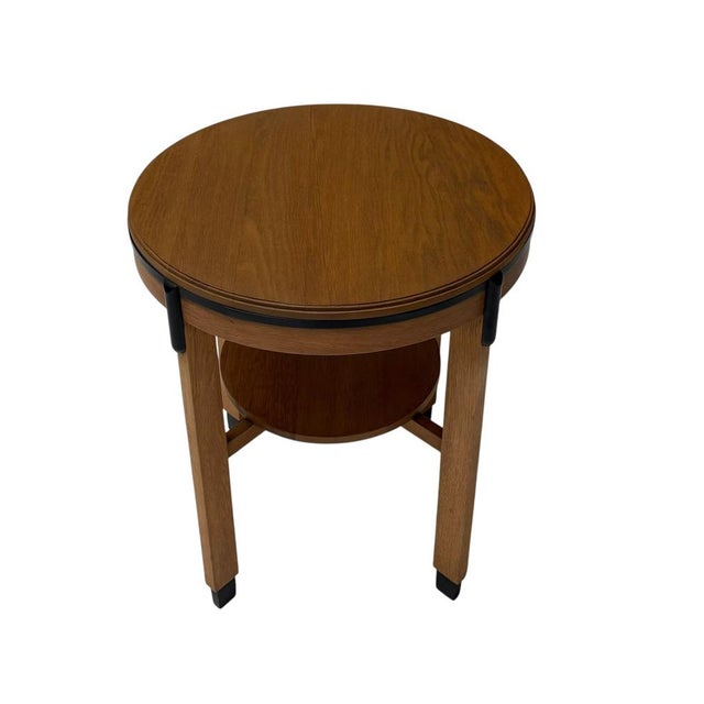 Wood Art Deco Amsterdamse School Round Side Table, 1920s For Sale - Image 7 of 10