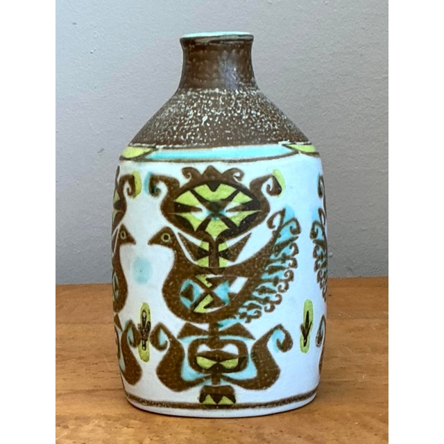 Ceramic Vintage MCM Hand Painted Vase For Sale - Image 7 of 12