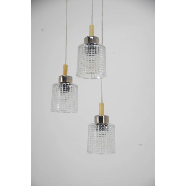 Black Mid-Century Adjustable Glass Chandelier attributed to Pokrok Zilina, 1970s For Sale - Image 8 of 10