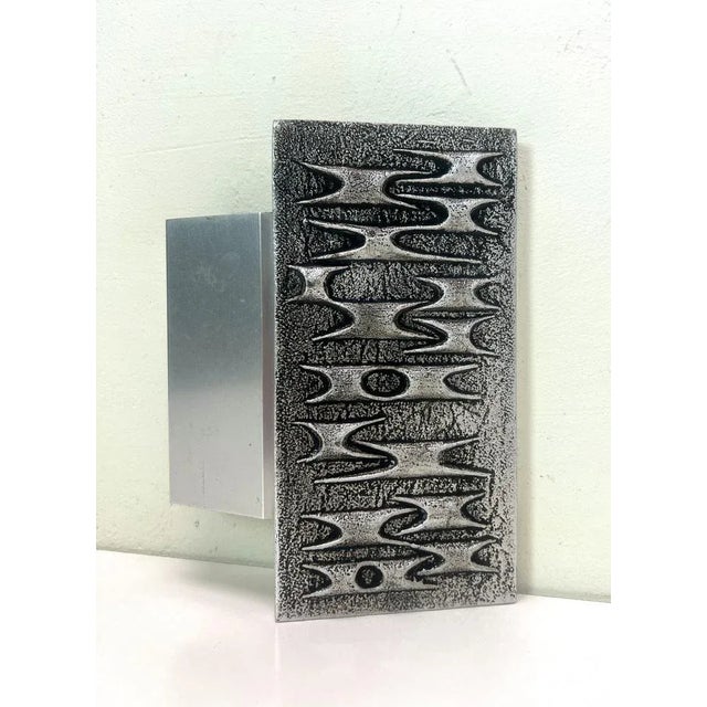 Brutalist Metal Door Handle with Relief Pattern, 1970s For Sale - Image 4 of 12