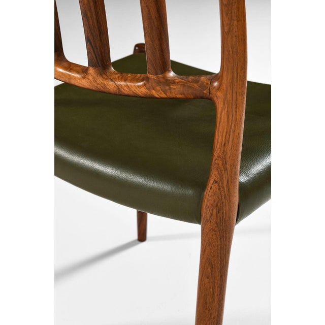 Dining Chairs in Rosewood and Green Leather attributed to Niels O. Møller, 1970s, Set of 8 For Sale - Image 9 of 10