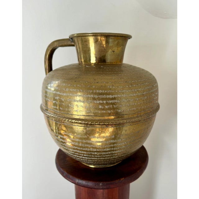 Late 19th Century Large Persian Hammered Brass Jug For Sale - Image 9 of 10