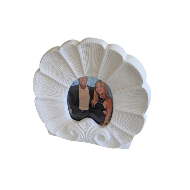 Vintage Rocaille Shell Ceramic Pottery Picture Frame For Sale - Image 9 of 15