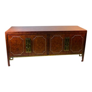 1960s Mastercraft Mid-Century Modern Burlwood & Brass Sideboard For Sale
